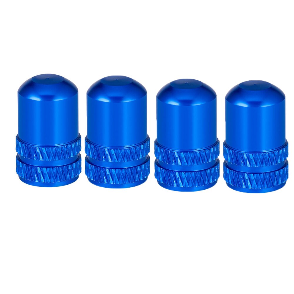 4 pezzi MTB Mountain Bike in lega di alluminio antipolvere tappo valvola valvola pneumatici tappi aria valvole copertura accessori ciclismo: blue Schrader Valve