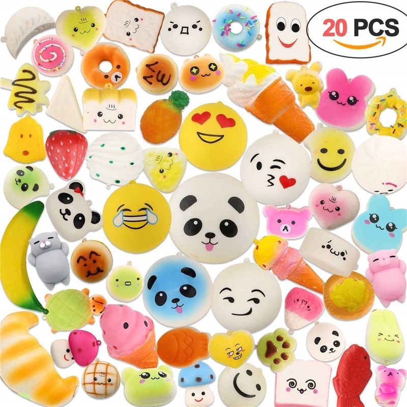 20/15/10 Pcs Cute Soft Squishy Foods Soft Slow Rising Stress Relieve Squeeze Toys, Panda Bread Cake,Charm ,Cell Phone Straps