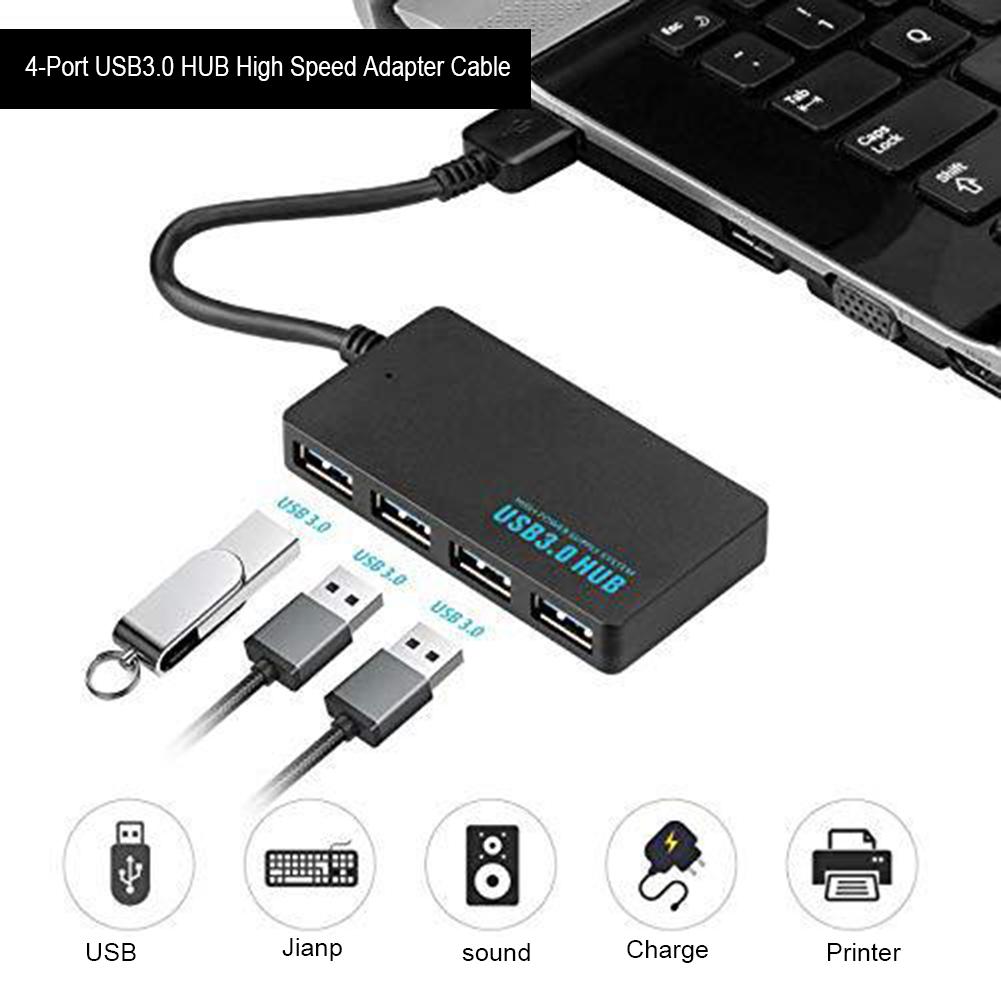 4-Port USB 3.0 Hubs with Indicator Light Portable Adapter Flexible Converter Energy Saving Splitter Computer Peripherals