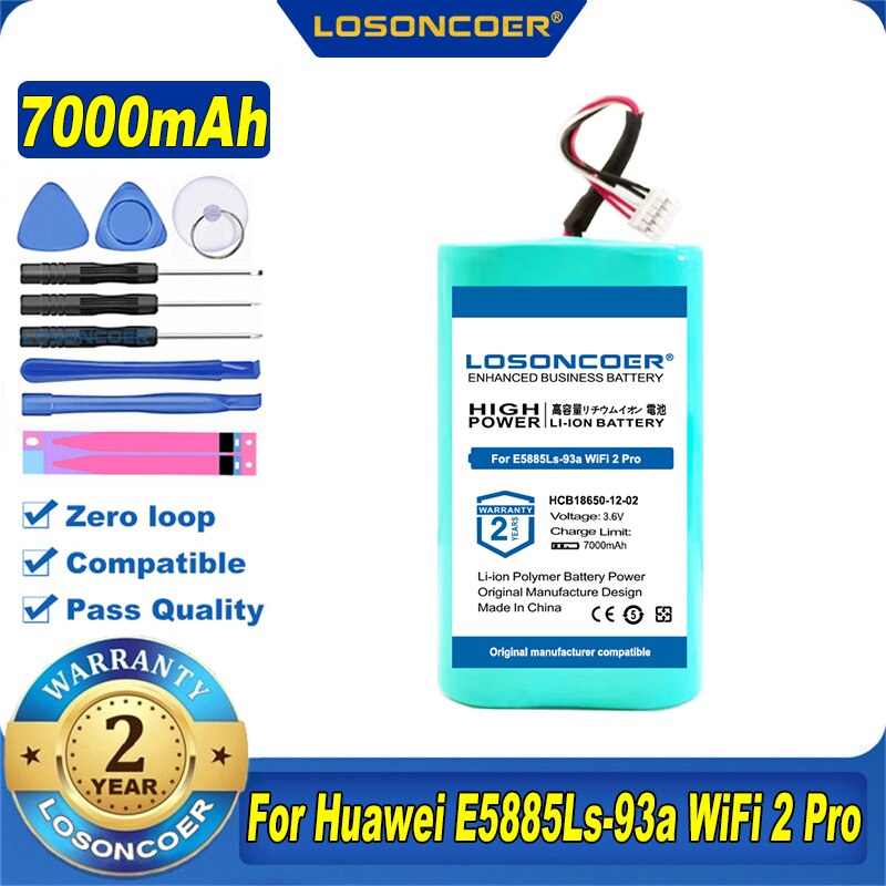 100% Original LOSONCOER nueva 7000mAh HCB18650-12-02 HCB18650-12 batería para Huawei E5885Ls-93a WiFi 2 Pro