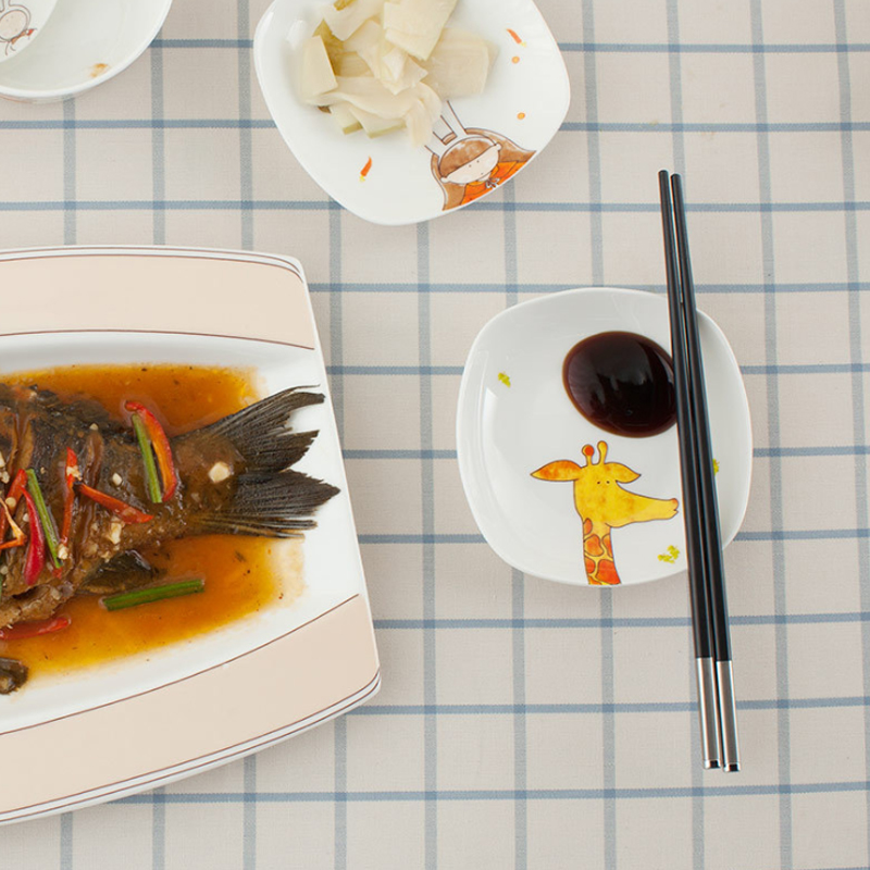 Os chine mignon Snack plat dessin animé carré soucoupe plats enfants gâteau Snack fruits salade assiette cuisine petit déjeuner plateaux ensemble de vaisselle