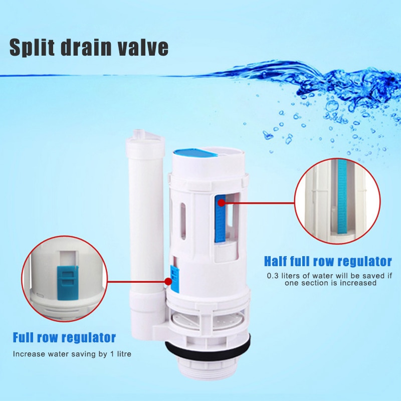 Water Tank Connected 2 Flush Fill Toilet Cistern Inlet Drain Button Repair Parts Water Outlet D6