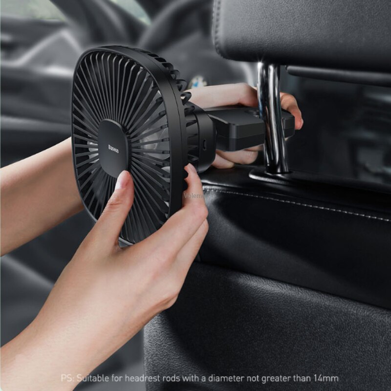 Xiaomi Baseus-ventilador silencioso para coche, aire acondicionado de 12V, rotación de 360 grados, ventilador para asiento trasero de coche con Cable USB 1,5