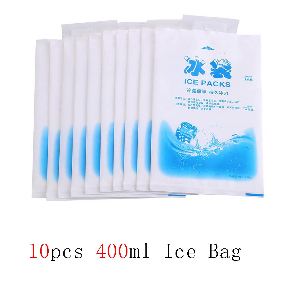10pcs Reusable Ice Bag Water Injection Icing Cooler Bag Refrigerate Food Keep Fresh Gel Dry Ice Pack First Aid Pain Relief: 10pcs 400ml
