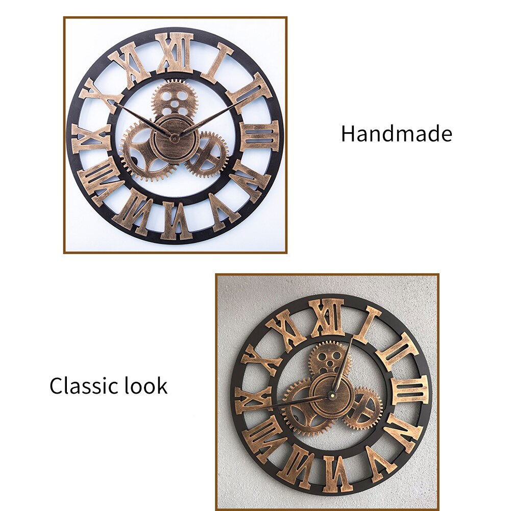 40cm seinäkello moderni retro roomalainen numero seinäkello, joka ei merkitse vaihde kello metalli kultainen iso olohuoneen sisustus