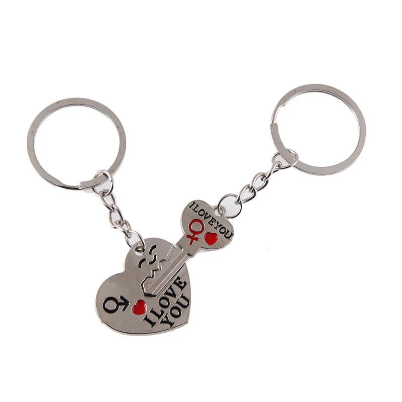 1 paar Paar ICH LIEBE SIE knapp Keychain Herz Schlüssel Ring Silbrig Liebhaber Liebe Schlüssel Kette Souvenirs Valentinstag schmuck: Default Title