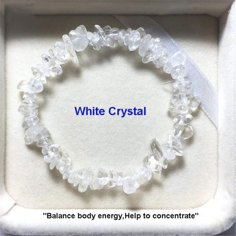 Pulseras de piedra Natural hechas a mano para mujer y niña, joyería de , abalorio de piedra lunar de ojo de Tigre,: 8 White Crystal