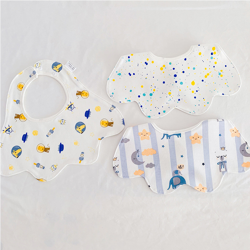 Baberos de algodón de doble capa para bebé, impermeable, delantal de alimentación para niños y niñas, toalla, Bandana, accesorios para bebés de 0 a 24 meses, 3 unids/lote: 005