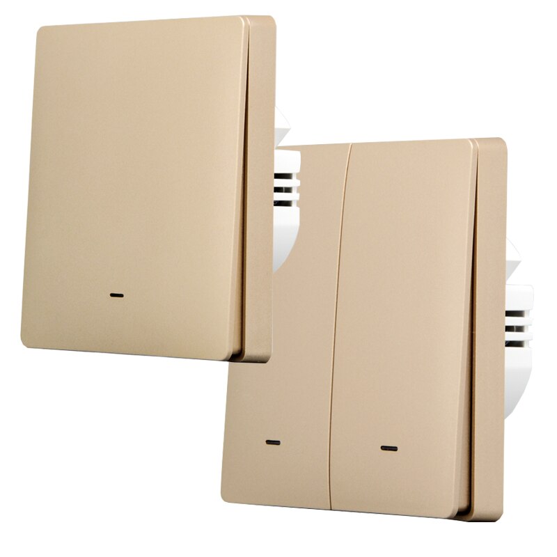 Lonsonho Tuya Zigbee Smart Switch No Neutral EU 220V Magnetic Latching Relay Wireless Light Switches Support Zigbee2Mqtt: Gold / 1-Gang