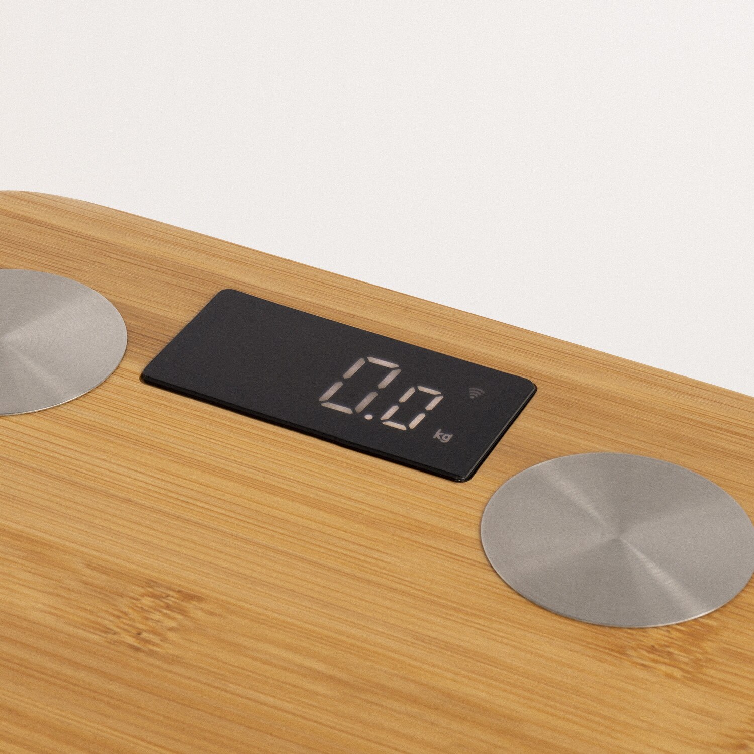 CREATE-BALANCE BODY BAMBOO SMART, Báscula de Baño de Bioimpedancia de Bambú, 12 Parámetros Bio-corporales, Conectividad WiFi APP