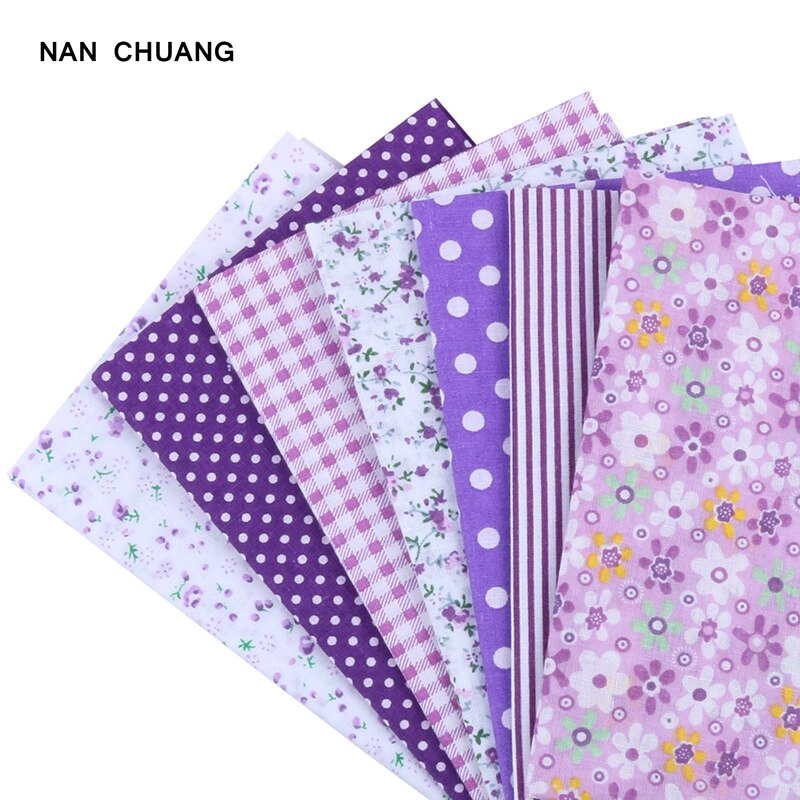 Nanchuang Purple Thin Cotton Fabric Patchwork For Sewing Scrapbook Cloth Tissue For Quilt Needlework Pattern 25x25m 7Pcs/Lot