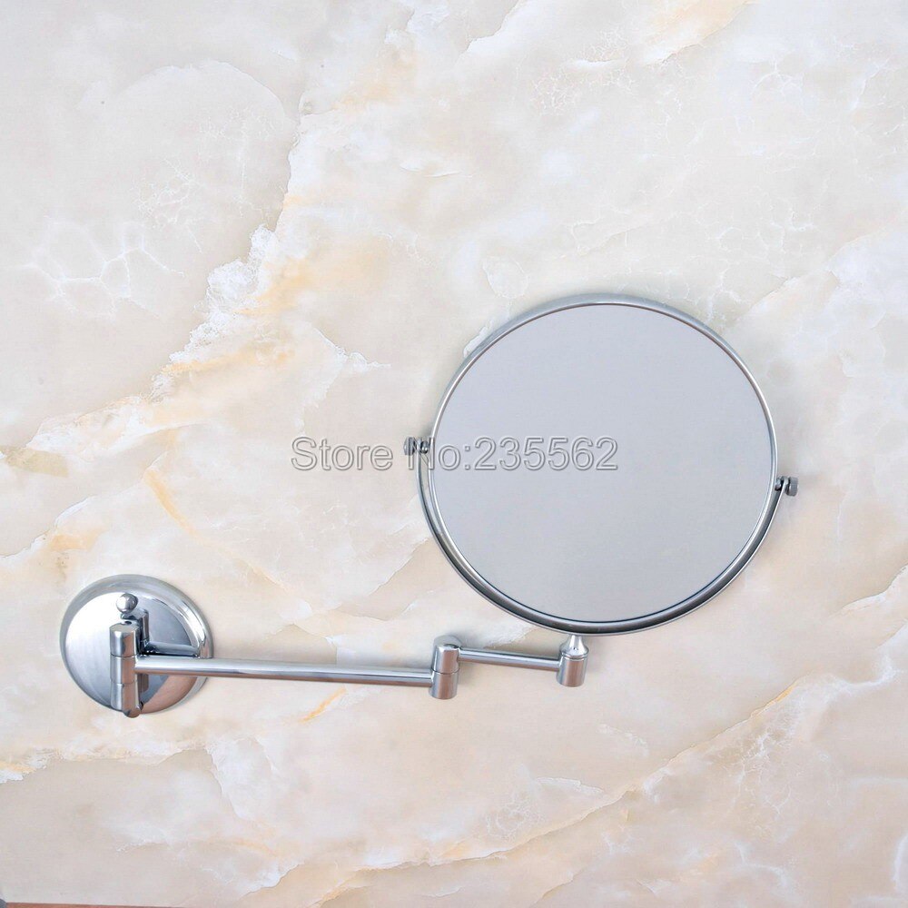 Chrome Folding Dual Arm Extend Bathroom Makeup mirrors 1:1 and 1:3 magnifier Cosmetic Bathroom Wall Mirror Lba633