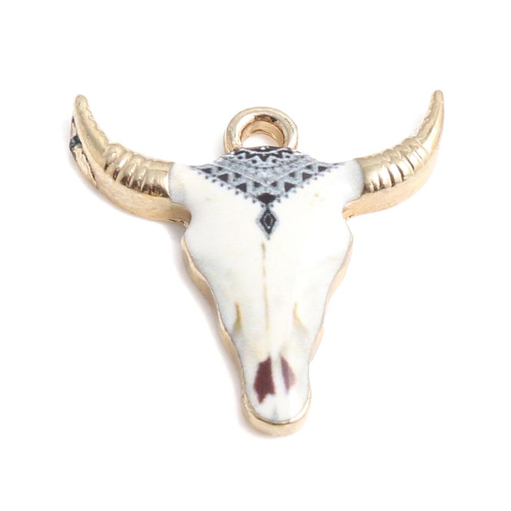 résultats faits à la main en alliage de Zinc pendentif à breloques vache Animal plaqué or émail noir et blanc pour bijoux bricolage, 10 pièces: 3