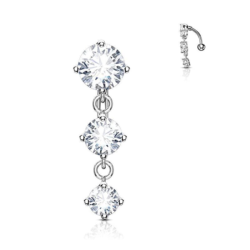 10 Stijlen Sexy Bungelende Navel Navel Ring Oreja 14G Dubbele Ronde Zirconia 316L Chirurgisch Staal Buik Piercing sieraden: 2429-SR