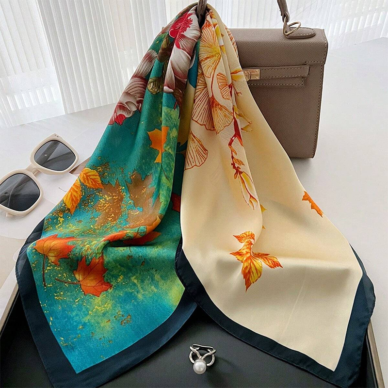 Luxe Sjaal Vrouwen 70*70Cm Satijn Zijde Gevoel Vierkant Haar Wikkelen Foulard Satijnen Sjaal Big Size Hoofd Bandana hijab Zakdoek: GRIJS