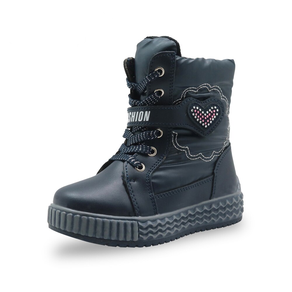 Apakowa Doek Waterdichte Winter Laarzen Meisjes Pluche Wollen Warme Zachte Snowboots Kinderen Schoeisel Met Rits Hart Print Schoenen