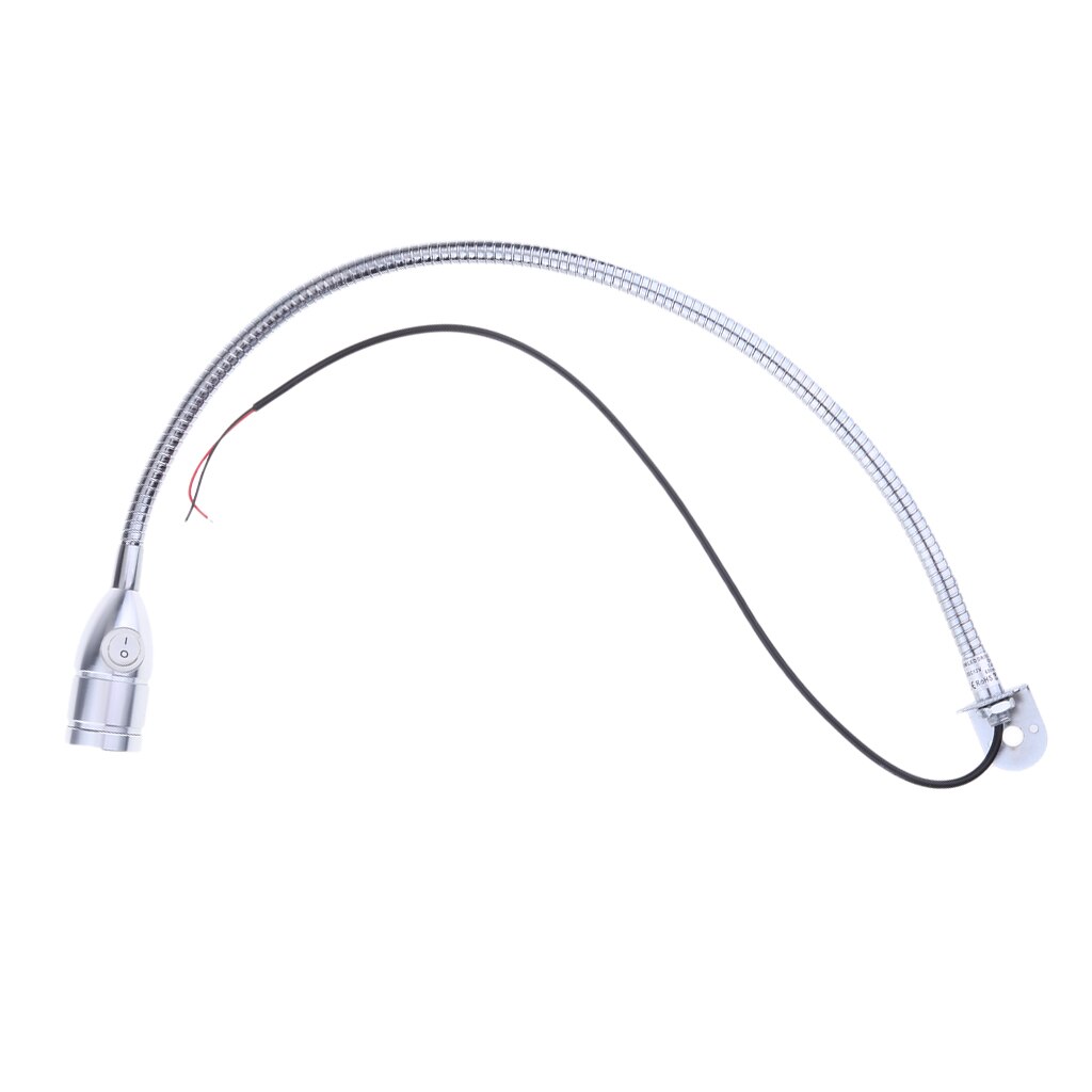 12V Gooseneck LED Bedside Reading Lamp Headboard Wall Surface Mount Silver