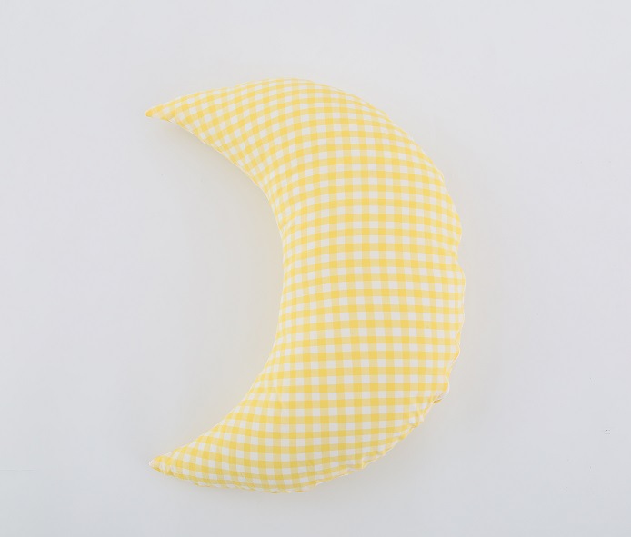 Protector de cuna extraíble para niños, cómoda almohada a cuadros de algodón para recién nacidos, parachoques de cuna, cerca de cama antipatadas: yellow  60x25cm