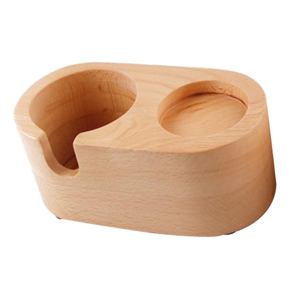Coffee Temper Stand, Sturdy Wooden Tamping Stand for Coffee Machine Coffee Tamper BaseAnti-slip Hand Coffee Tampers Accessories: Two holes