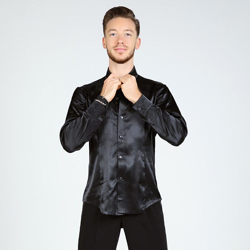 Tops de baile Latino adulto de los hombres camisa de manga larga estándar de vals de la danza de competencia ropa DL5220