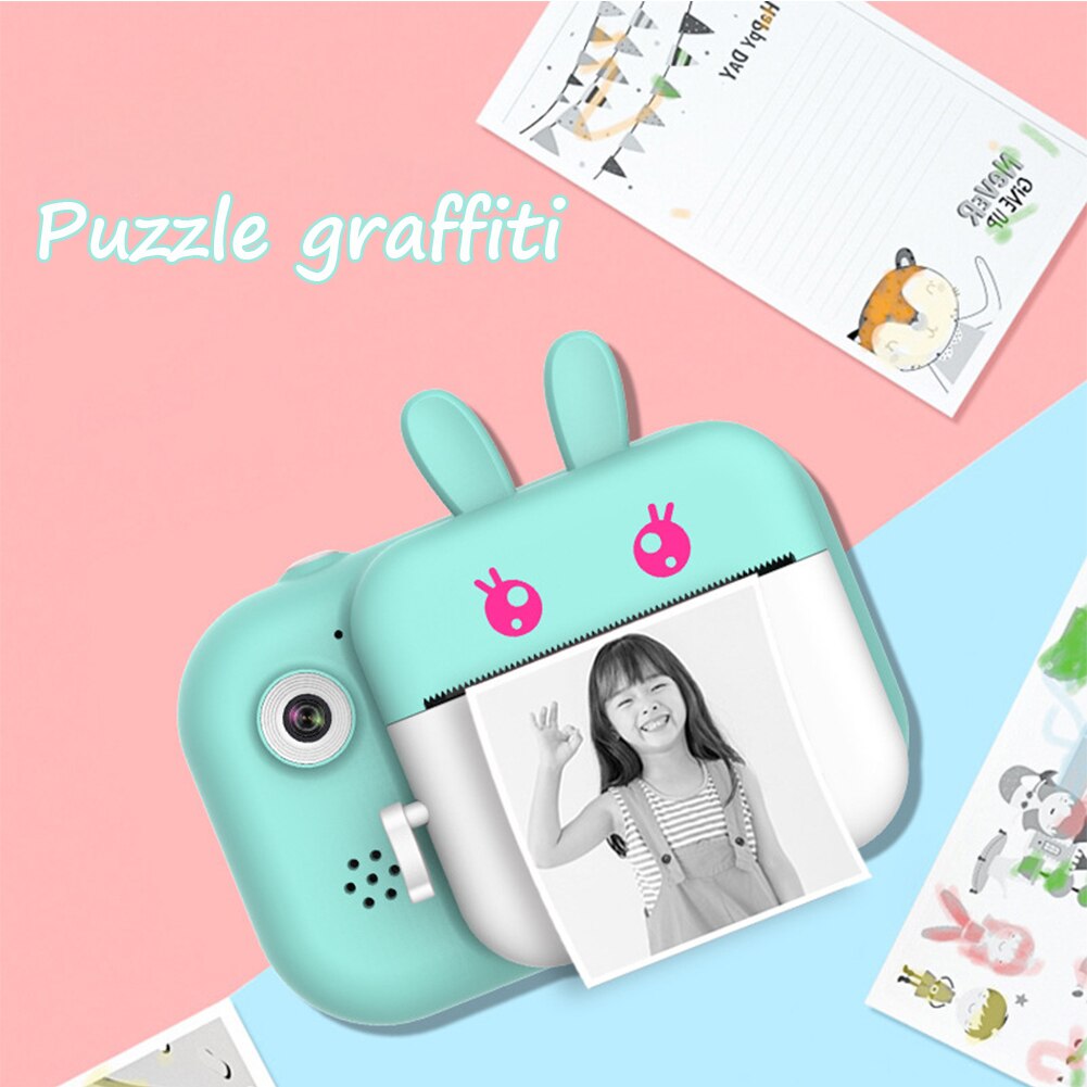 Video Fill Light LCD Display 1080P HD Photo Printer 24mega Pixel Mini Cute Cartoon USB Rechargeable Kids Camera Waterproof
