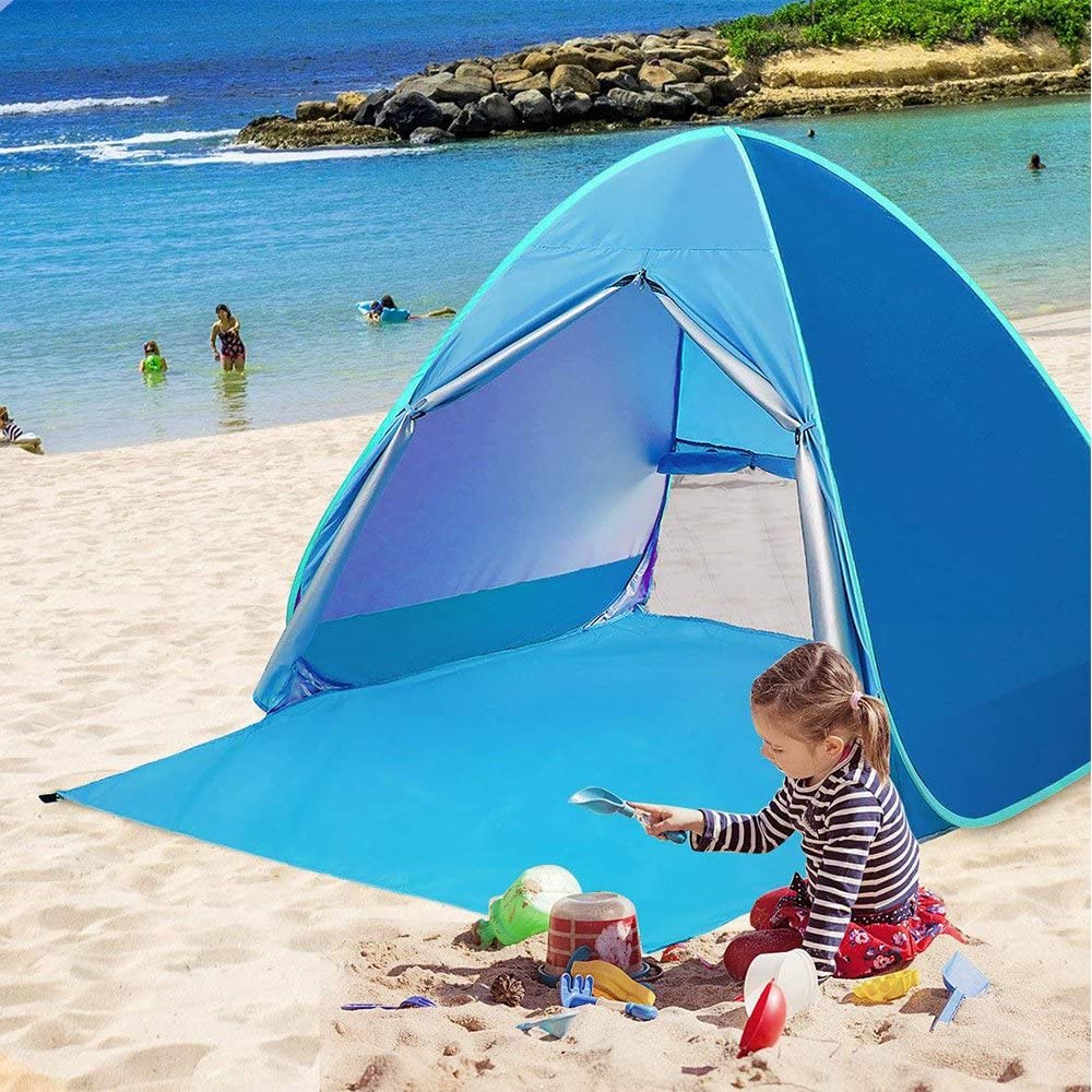 Pop-Up Strand Tent 2-3 Personen Draagbare Outdoor Automatische Strand Tent Met Rits Deur Waterdichte Strand Schaduw camping Tent