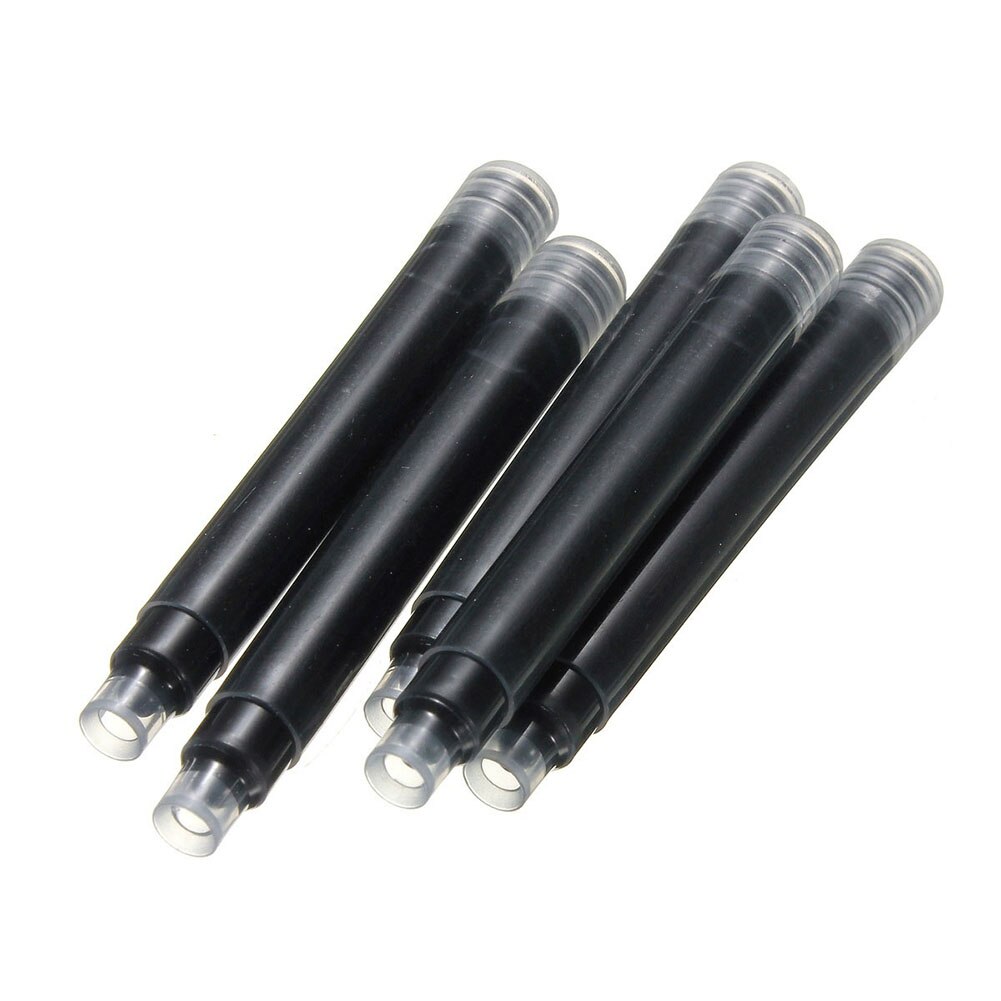 Disposable Fountain Pen Standard Ink Refills Black Blue Office Writing Pens Replacement Parts: Black