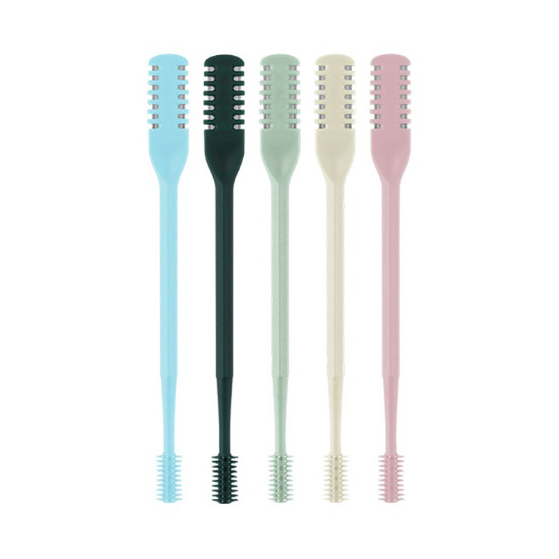 1Pcs Nose Hair Cleaner Double Head Removal Trimer Brush Stainless Steel Nose Hair Trimming Scissors