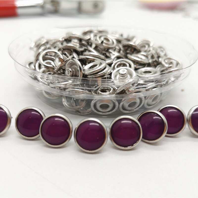 20 Sets Van Milieuvriendelijke Parel 10 Mm Hollow 8 Kleur Metalen Messing Gesp Gesp Knop Kinderen: purple / 50sets
