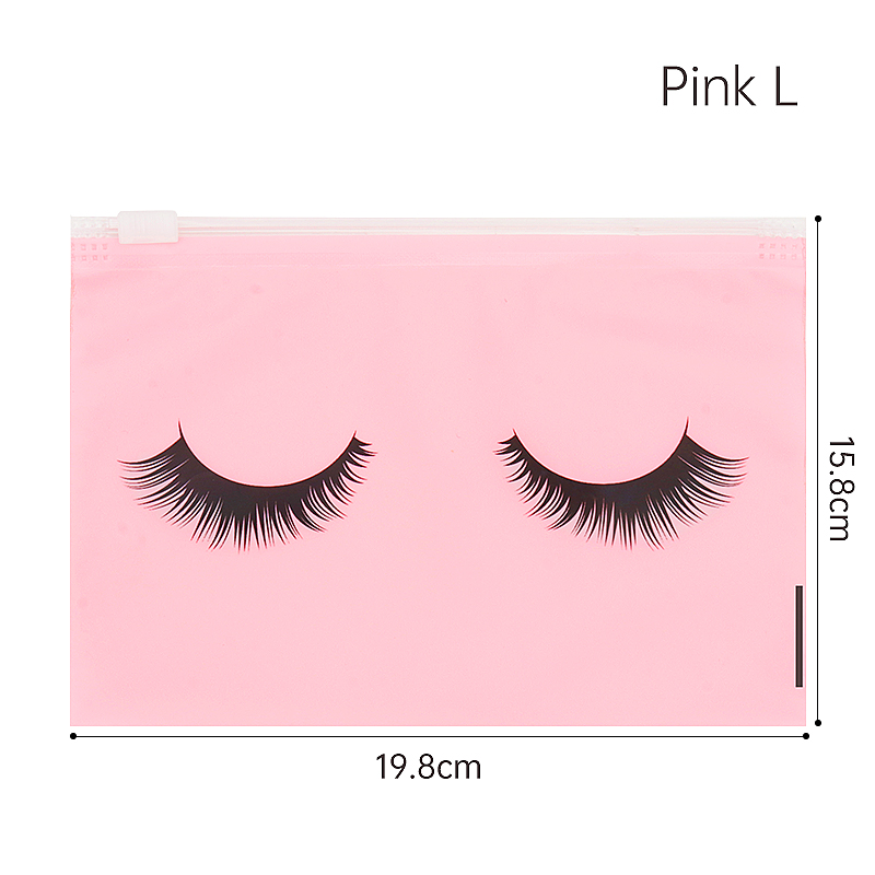 Bolsas para el cuidado posterior de pestañas con cremallera, bolsa de maquillaje para artículos de tocador, herramienta de belleza de viaje cosmética, suministros de extensión de pestañas, 10 Uds.: Negro