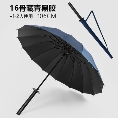 Parapluie Katana Sunny & Rainny parapluies à longue poignée noir japonais samouraï épée semi-automatique 8 côtes parapluie WZP228: 16Skeleton Upgrade A