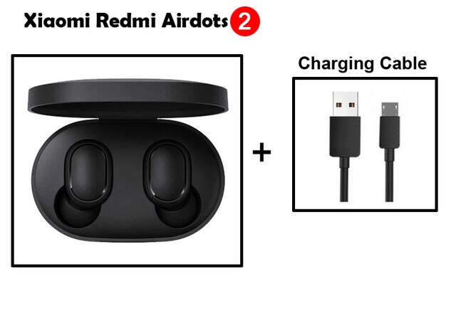 Original Xiaomi Redmi Airdots 2 auriculares estéreo TWS de reducción de ruido estéreo bajo Bluetooth 5,0 inalámbrica estéreo Auto enlace Earbu: add chairging cable