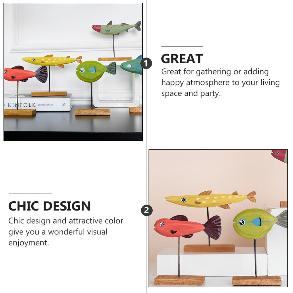 Christmas Fish Shape Table Wooden Craft Decor Lovely Animals Desktop Ornament