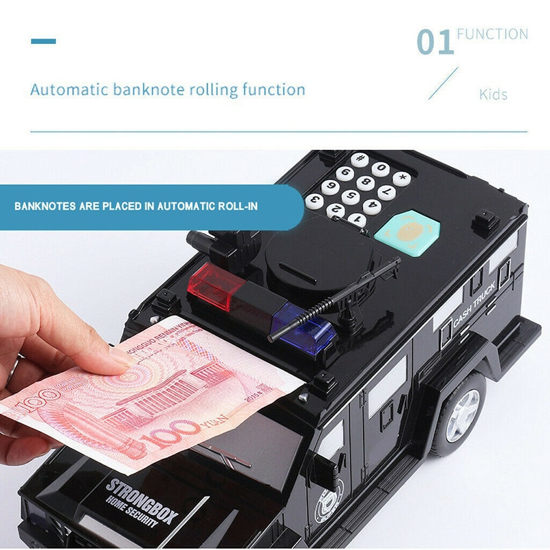 Besparing Spaarpot Smart Muziek Wachtwoord Bankbiljet Politie Auto Ambulance Coin Bank Figuur Toy Xmas Voor Kids Kinderen Baby