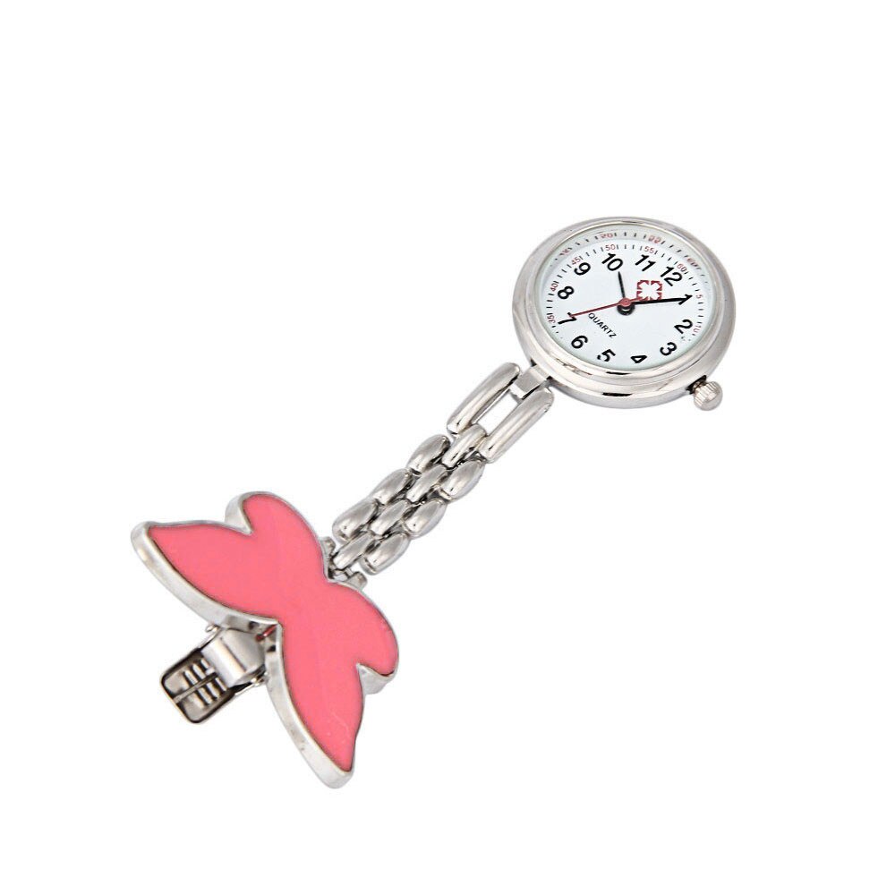 Mode Vlinder Verpleegster Arts Horloges Clip-On Fob Broche Hanger Opknoping Horloge Zakhorloge Relogio Feminino Klok: D