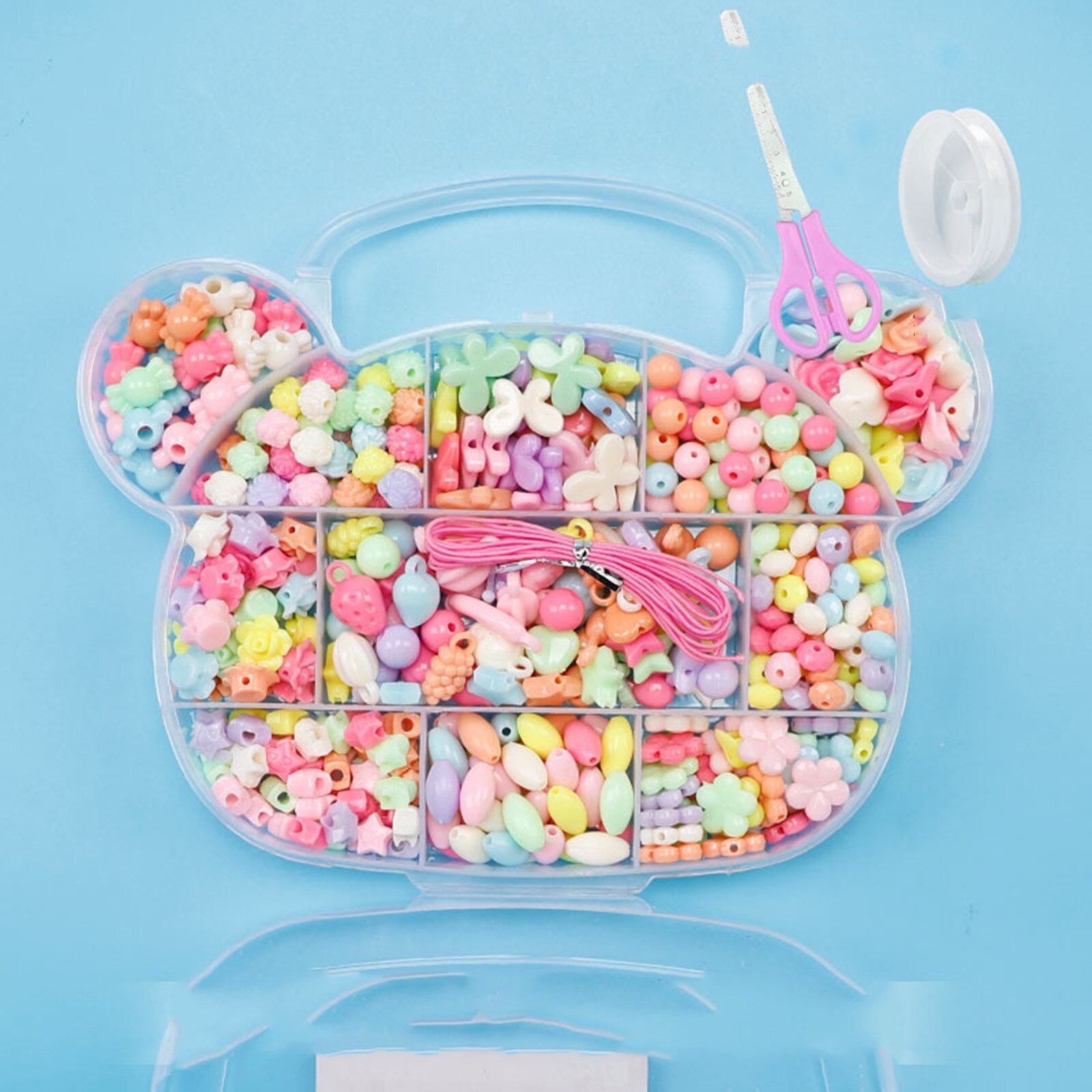 1 Set Acrylic DIY Handmade Beaded Kits For Girls Bracelet Necklace DIY Jewelry Making Craft Cute Heart Materials Accessories: 12