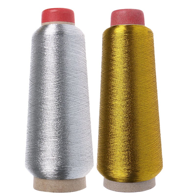 Hilos de cono para máquina de coser, 1 unidad, de poliéster, con bloqueo multiusos, dorado y plateado,