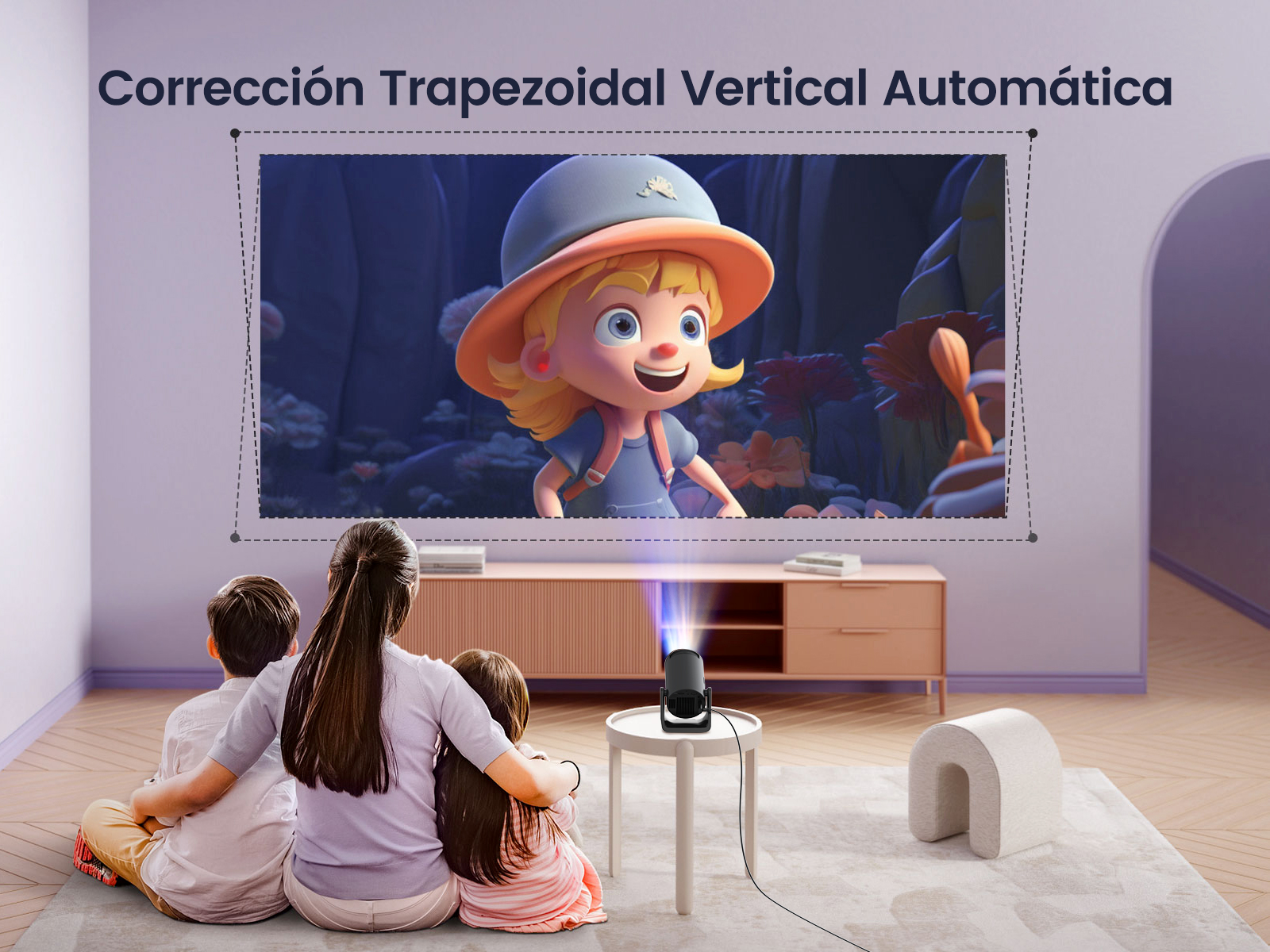 【Corrección trapezoidal automática】Mini proyector portátil con 270° soporte giratorio, Android 11,300 ANSI Wimius L1 proyector, WiFi6 Bluetooth proyector soporte 1080P, videoproyector de enfoque corto para cine en casa