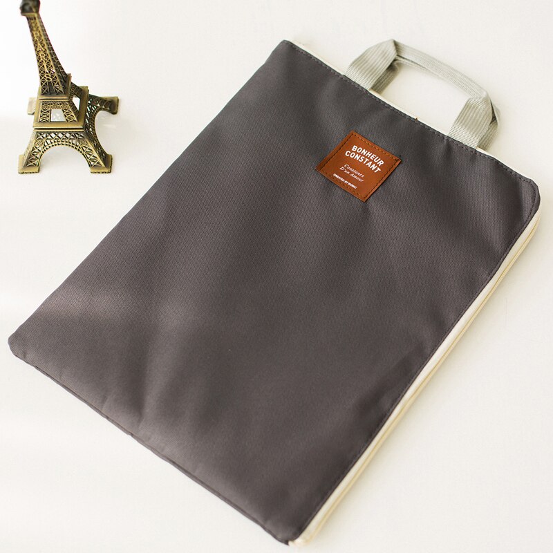 Korean Zipper A4 Big Capacity Document Bag Men Women Simple Solid Office Business Brifcase Storage File Folder