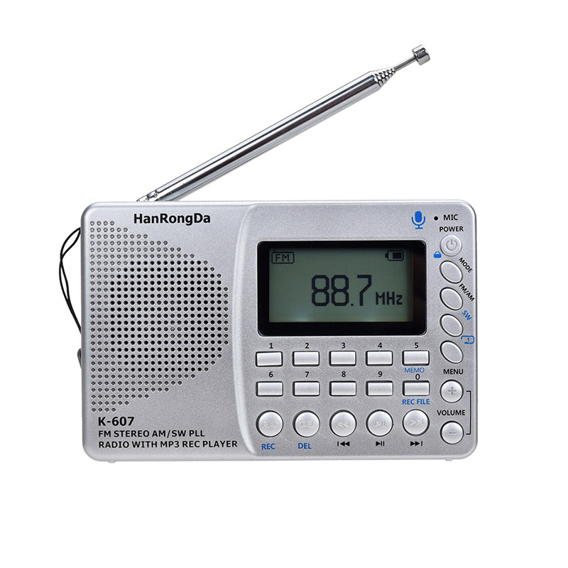 K-607 Desktop Radio Full Band Radio Recorder MP3 Player Portable Digital Radio AM FM SW For TF Card