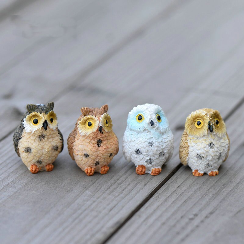 Venta 1 unids/lote mini pájaro de Minerva pequeña decoración búho Hada jardín decoración DIY miniatura animales jardín