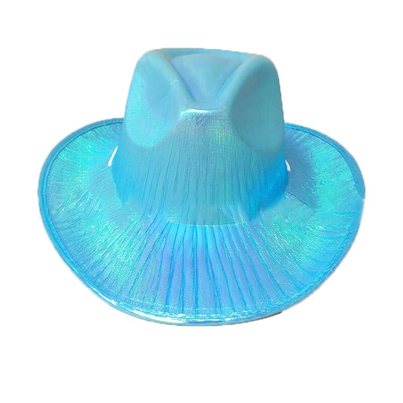 Funny Party Hats Cowboy Hat for Women Cowgirl Hat Cowgirl Costume Hat Space Cowboy Holographic Rave Hat: Sky Blue