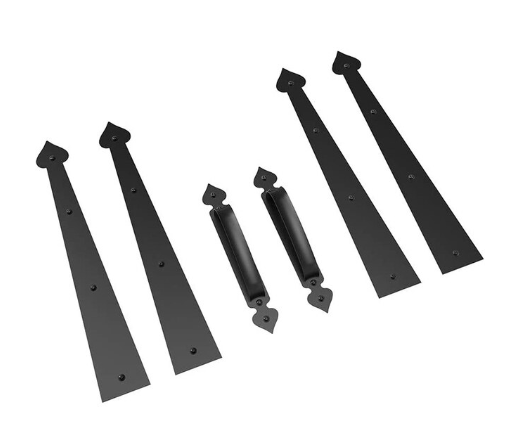 Haccer 6PCS Steel Garage Door Hardware Kit Decorative Carriage House Mounted Hinges Handles Door Hinge Door Handles: WHITE