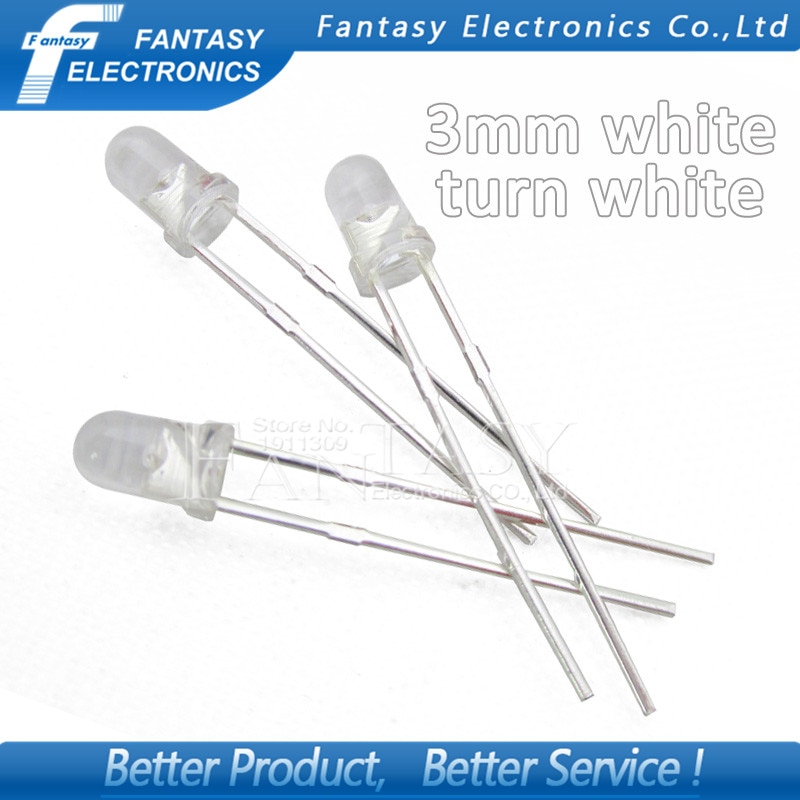 100pcs White light-emitting diodes White turn White 3mm led