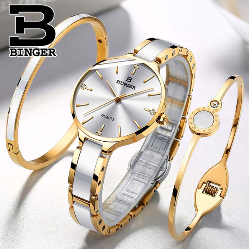 Zwitserland binger luxe dameshorloge merk kristal armband horloges dames dames polshorloges relogio feminino