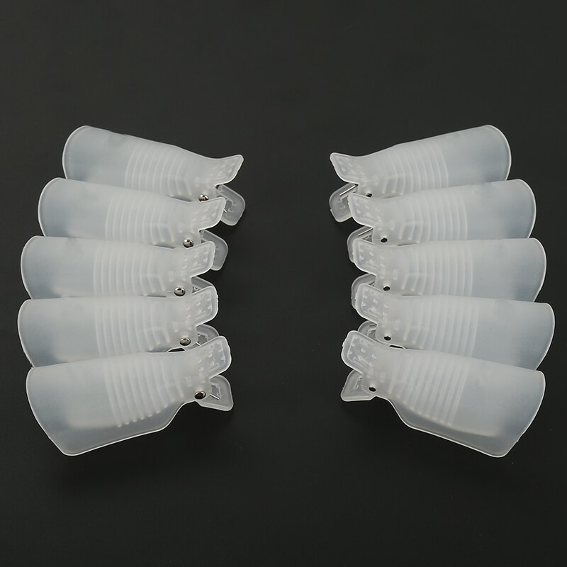 10 stk./sæt plastic nail art gennemvædning cap clip uv gel polish remover wrap cap clip