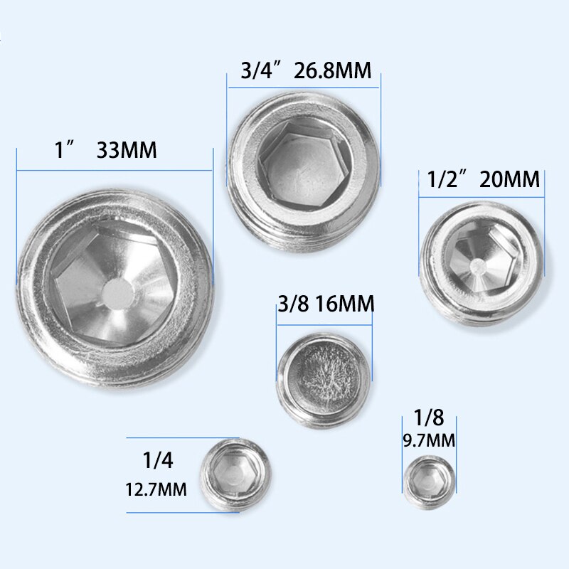 Kupfer 1/8 &quot;1/4&quot; 3/8 &quot;1/2&quot; 3/4 &quot;Außengewinde Durcheinander Rohr verhexen Kopf Ende Kappe Stecker passend zu Koppler Stecker Adapter