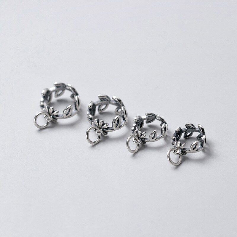 Meetsoft modisch 925 Sterling silber thailändisch blätter hohlanhänger spezial für diy handgefertigte halsketten dekoration schicke accessoires
