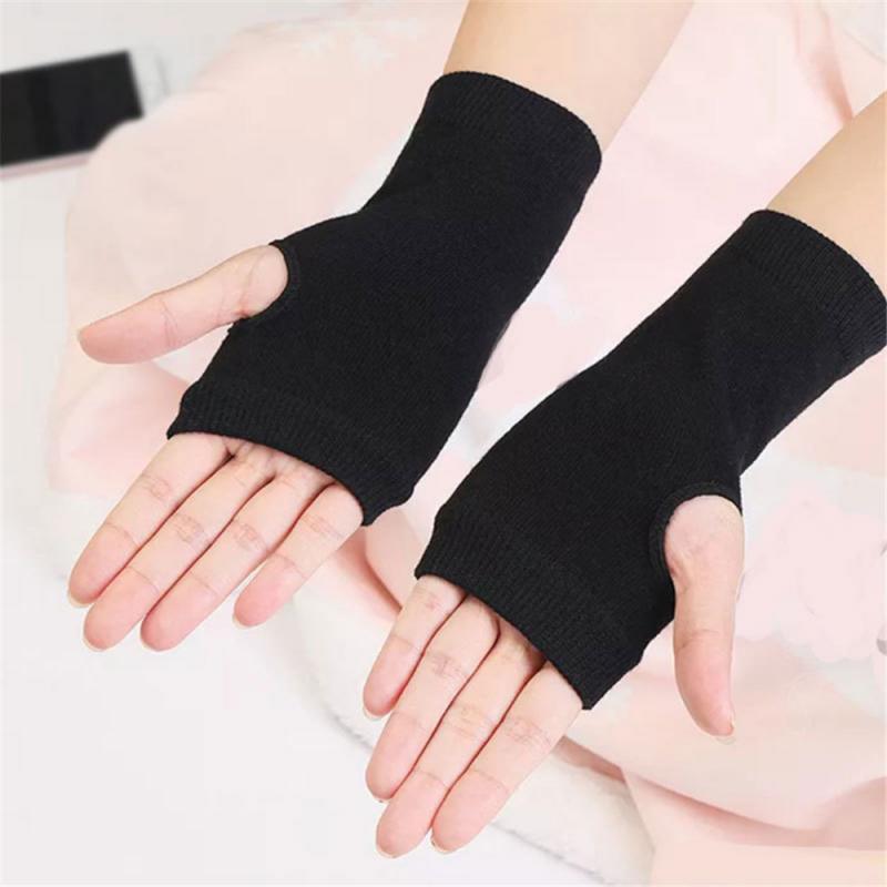 Winter Cotton Gloves Half Finger Sports Fingerless Gloves Knit Short Men's Women's Autumn And Winter Thin Arm Sleeves