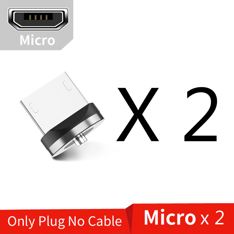 Cabo usb magnético de led uslion para celular, fio para carregador com micro usb tipo c para carregamento rápido para iphone samsung s10: 2 Pcs Micro Plug